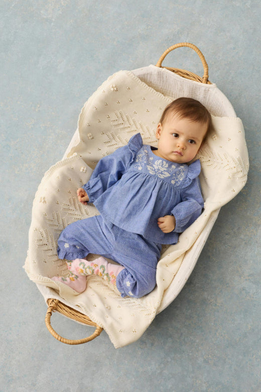 Top Bottom Mikani – Set Light Blue Denim – 100% Biologisch Katoen – Louise Misha