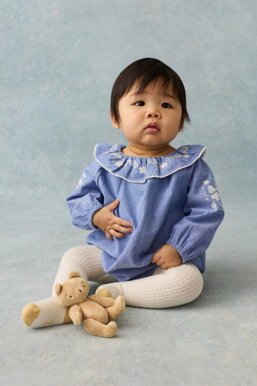 Ilani Romper – Light Blue Denim – 100% Biologisch Katoen – Louise Misha