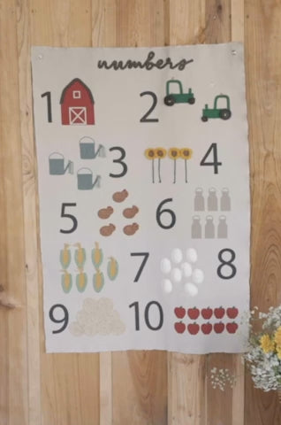 Wall Hanger Farm Numbers – Educatief wandkleed – 70 × 100 cm – Lorena Canals