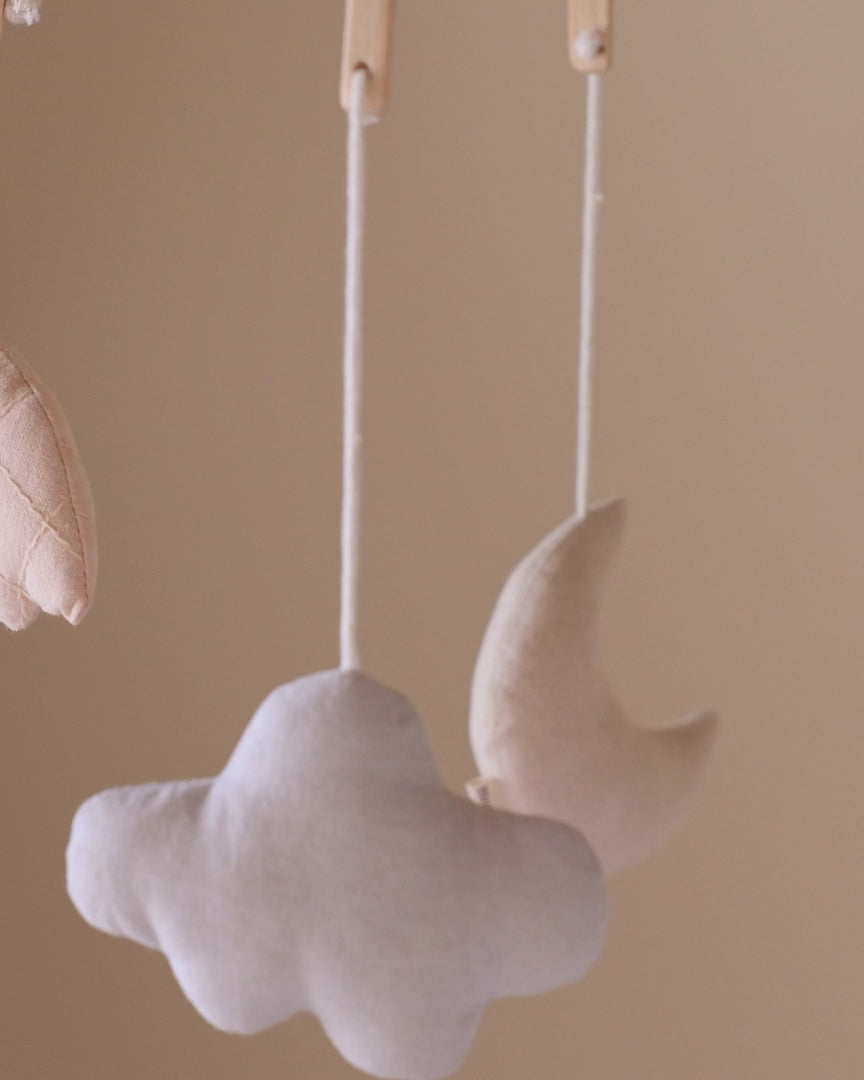 Baby Cot Mobile - Organic Cotton - Beige - Moonboon
