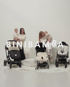Stroller Mittens made of Merino Sheepskin - Noir + Milk - BINIBAMBA
