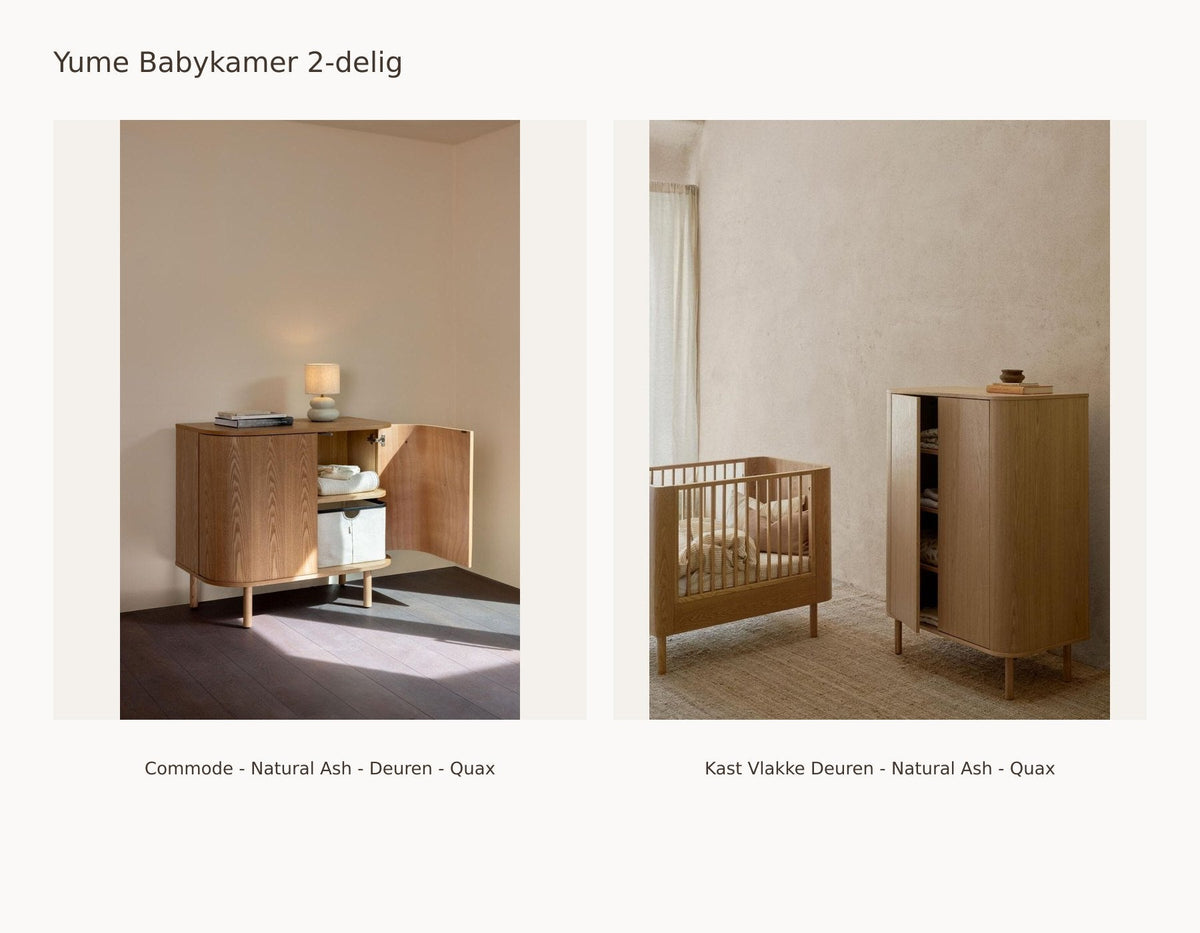 Quax Yume Babyzimmer 2-teilig – Natural Ash – Kommode mit Türen – Kleiderschrank mit glatten Türen: Set mit Kommode - Natural Ash - Türen - Quax, Schrank mit glatten Türen - Natural Ash - Quax.