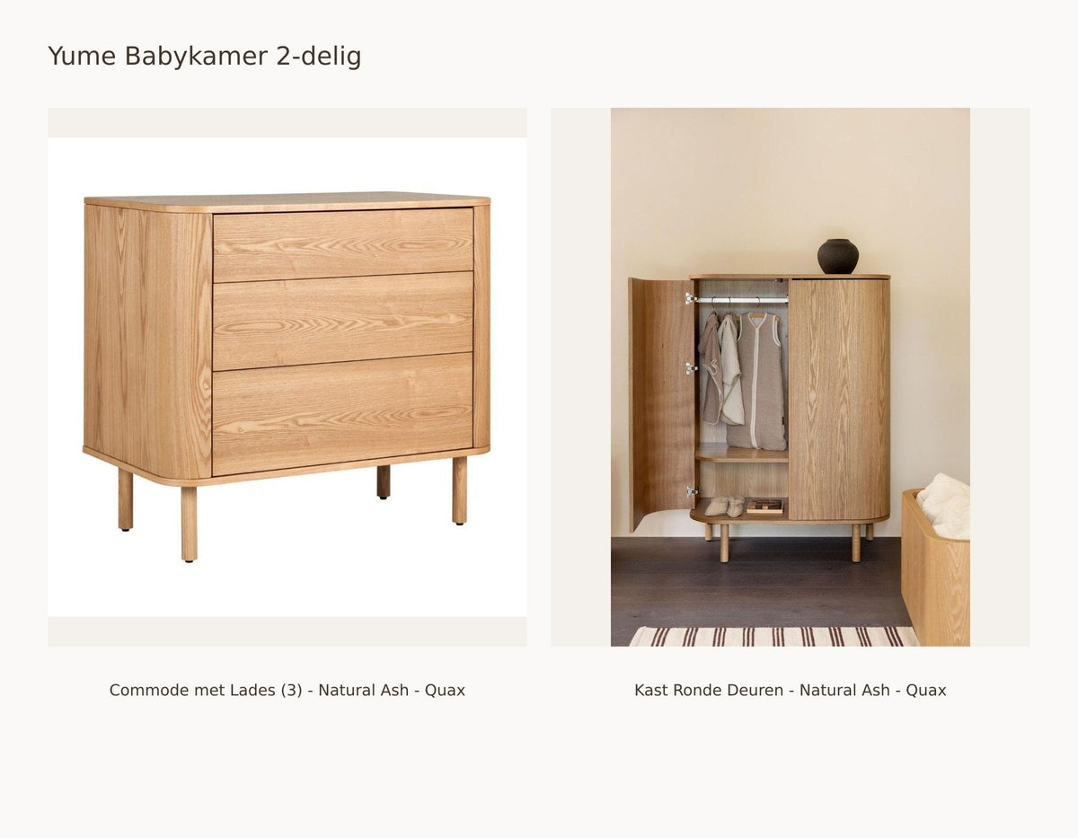 Quax Yume Nursery Set 2-Piece – Natural Ash – Dresser with Drawers – Wardrobe Round Doors: set with Dresser with Drawers (3) - Natural Ash - Quax, Wardrobe Round Doors - Natural Ash - Quax.