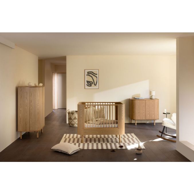 Quax Yume Babykamer 3-delig – Natural Ash – 110 × 70 – Commode deuren - Kledingkast ronde deuren