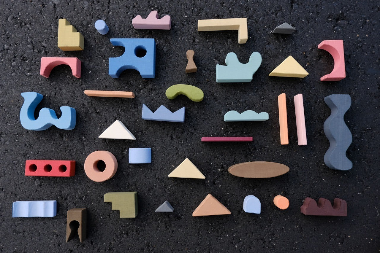Houten bouwblokken - Collage – Open-ended play – Raduga Grëz