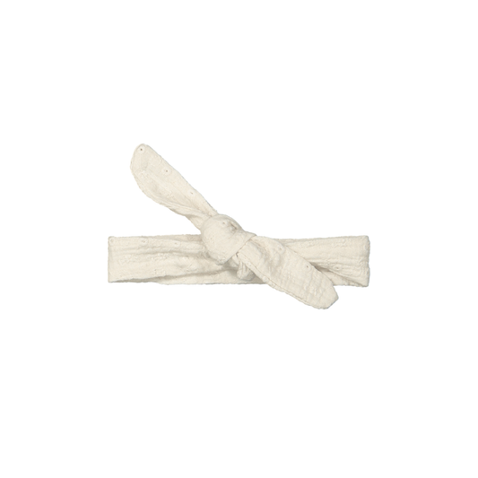 Haarbandje Britt - Biologisch katoen - Woven white embroidery/Wit - Riffle Amsterdam
