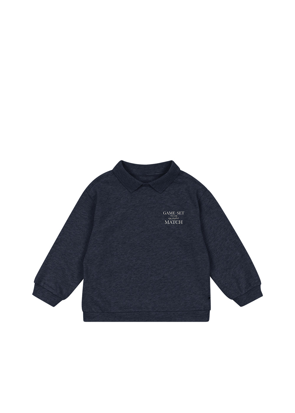 Polo sweater Spotty LS – Navy Blazer – Konges Sløjd: achterkant van de donkerblauwe polosweater.