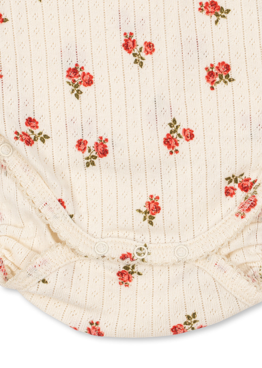 Minnie Newborn Body – Rosa Rouge – Overslagromper met bloemenprint – GOTS biologisch katoen – Konges Sløjd