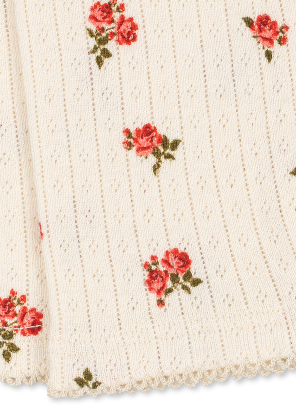 Minnie Pants – Rosa Rouge – Pantalon bébé doux fleuri – Coton bio GOTS – Konges Sløjd