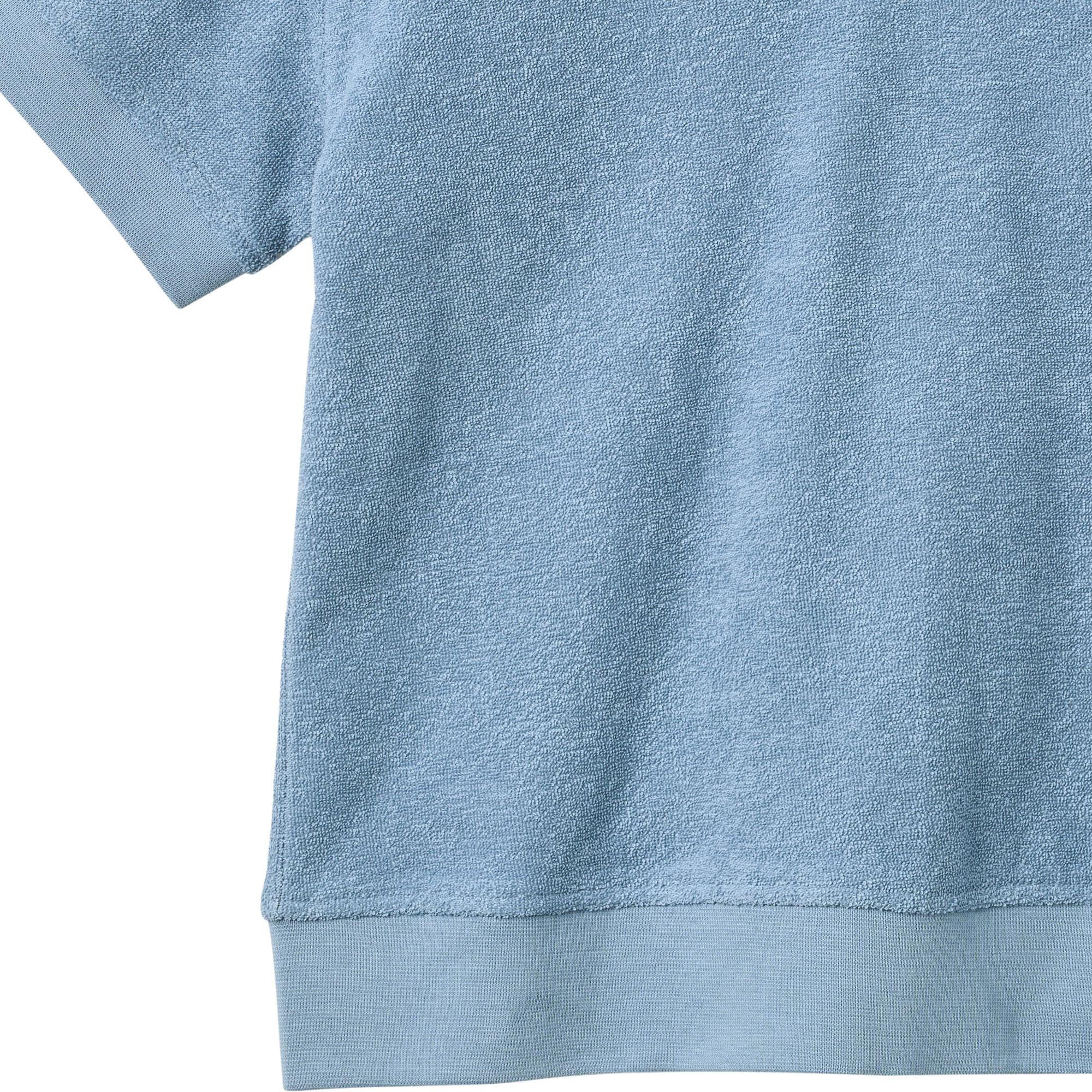 Badstof Top - Polo Shirt S/S Marlo - Biologisch katoen - Faded Denim/Blauw - Wheat close up