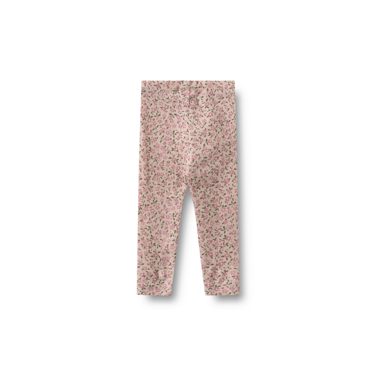 Leggings en laine Agi - Fleurs lilas pâle - 100 % laine mérinos - Dos couleur blé