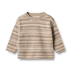 Gebreide trui Gunnar - Merino wol - Warm sand stripe - Wheat